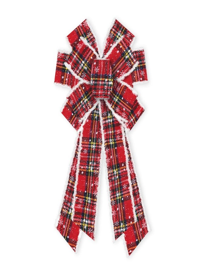 ABTOLS Large Christmas Bows for Wreath, Red Buffalo Plaid Wreath Bows Christmas Vintage Velvet Bows for Front Door, Xmas Snowflake Burlap Ornament Tree Topper Bows for Christmas Indoor Outdoor Decor - Image 1